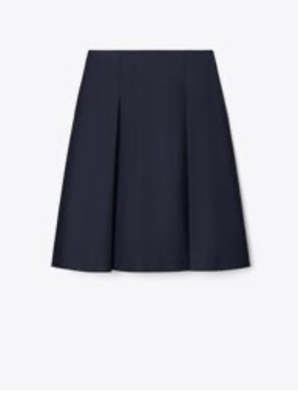 TORY BURCH NAVY COTTON TWILL PLEATED SKIRT